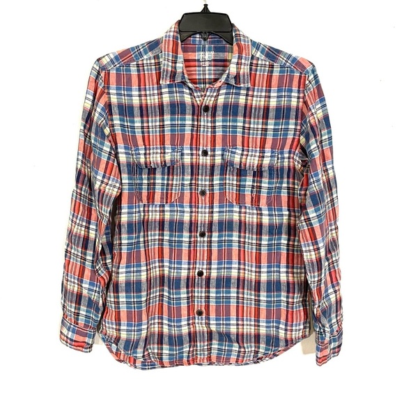 Lucky Brand Baird McNutt Irish Linen Plaid Button Shirt Mens Size M Blue Multi - Picture 1 of 7